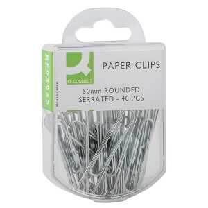 Q-Connect Aktenklammern - 50 mm gewellt, 40 Stück, verzinkt, rund