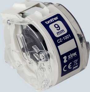 Rollenetiketten 9 mm weiß violett BROTHER CZ1001