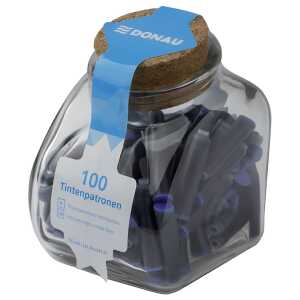DONAU Tintenpatronen - königsblau, 100 Stück im Glas