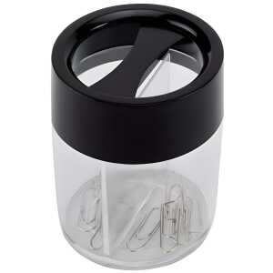 Büroklammernspender, rund - schwarz/transparent, Ø 58 x 72 mm Höhe