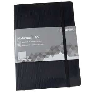 DONAU Notizbuch - A5, kariert, 192 Seiten, schwarz