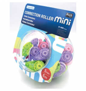 Korrekturroller Mini Einweg in Glas sort PLUS JAPAN 4,2mm x6m pastellf