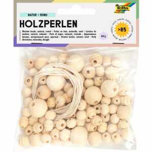 Holzperle 84ST sortiert natur FOLIA 22977 Set