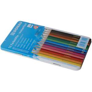 DONAU Farbstifte - 3 mm, 12 Farben, Metalletui