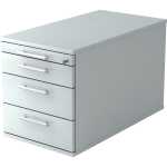 Rollcontainer - 42,8 x 51,2 x 80 cm, 3 Schübe, Relinggriff, Grau