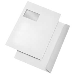 Versandtaschen C4, mit Fenster, haftklebend, 100 g/qm, weiß, 500 Stück