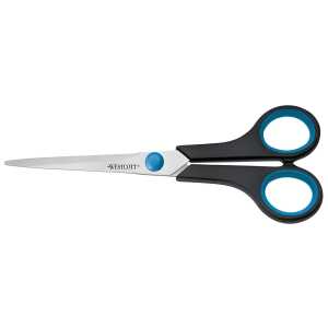 Schere Easy Grip, rostfrei, gerade, symmetrisch, blau/schwarz, 18 cm