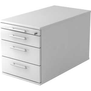 Rollcontainer - 42,8 x 51,2 x 80 cm, 3 Schübe, Relinggriff, Weiß