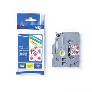 Schriftband rot kariert/schwarz BROTHER TZEMPRG31 12mm x 4m