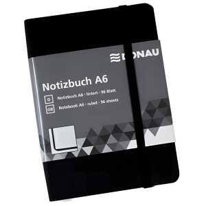 DONAU Notizbuch - A6, liniert, 192 Seiten, schwarz