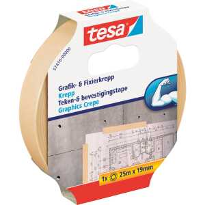 tesa Fixierband Grafik- und Fixier-Krepp - 25 m x 19 mm, Papier, beige