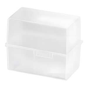 HAN Karteibox A8 quer - für 200 Karten mit Stahlscharnier, transparent