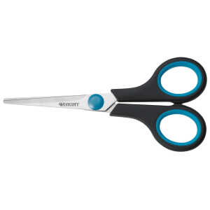 Schere Easy Grip, rostfrei, gerade, symmetrisch, blau/schwarz, 13 cm