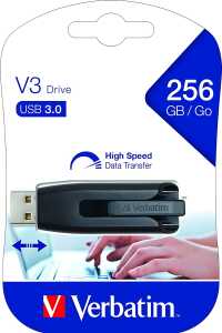 VERBATIM USB Stick 3.0 V3 Drive - 256 GB, schwarz