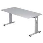 Schreibtisch C-Fuß - 160 x 65-85 x 80 cm, Grau/Silber