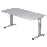Schreibtisch C-Fuß - 160 x 65-85 x 80 cm, Grau/Silber