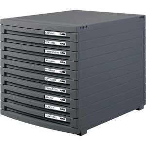 HAN Schubladenbox CONTUR A4/B4/C4, 10 geschlossene Schublad dunkelgrau