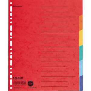 Zahlenregister - 1-6, Karton farbig, A4, 6 Farben, gelocht Orgadruck