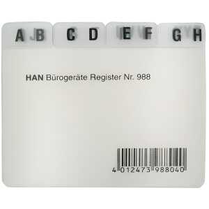 HAN Register A - Z, DIN A8 quer, 12-teilig, für Karteibox, grau