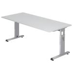 Schreibtisch C-Fuß - 180 x 65-85 x 80 cm, Weiß/Silber