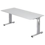 Schreibtisch C-Fuß - 180 x 65-85 x 80 cm, Weiß/Silber