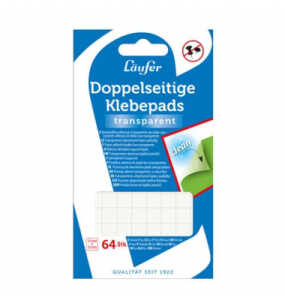 Läufer Doppelseitige Klebepads transparent 64 Stück je 10x10mm
