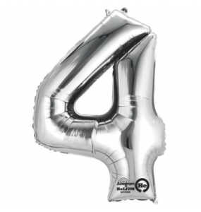 Folienballon Zahl 4 silber 2798401 / 9906289 86cm