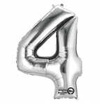 Folienballon Zahl 4 silber 2798401 / 9906289 86cm