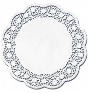 DEMMLER Spitzenpapier Rose weiß 12cm 12St rund