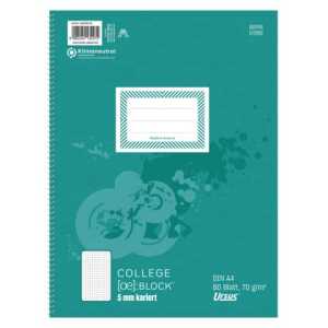 Ursus Basic Collegeblock - A4, 80 Blatt, 70 g/qm, 5mm kariert
