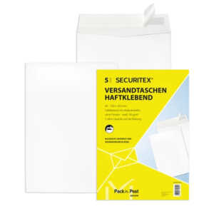 SECURITEX Versandtasche B4 ohne Fenster, 130 g/qm, haftklebend, 5St