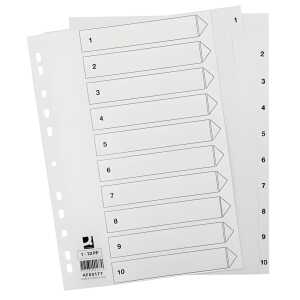 Q-Connect Zahlenregister - 1 - 10, PP, A4, 10 Blatt, weiß