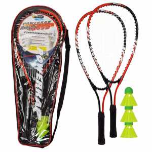 Powerbadminton Set 2 Schläger 3 Bälle Tasche, 6teilig