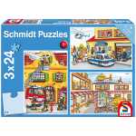 Puzzles 3x24er Feuerwehr und Polizei, mit Puzzleposter