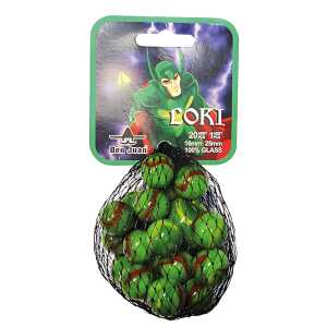 GLOBOS Don Juan Glasmurmeln 21er Netz Loki, 20x16mm + 1x25mm