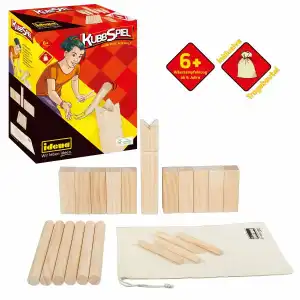 Nordmann Spiel 21 Teile, Inhalt: 1 König, 10 Kubbs, 6 Wurfhölzer