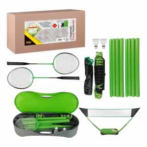 IDENA Idena 2in1 Badmintonset mit Netz 70x30x12cm, inkl 2 Federbälle