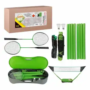 IDENA Idena 2in1 Badmintonset mit Netz 70x30x12cm, inkl 2 Federbälle