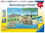 Puzzle 2x12 Teile Tierkinder, aus aller Welt, ab 3 Jahren