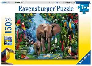 Puzzle 150 Teile XXL Elefanten, Dschungelelefanten, ab 7 Jahren