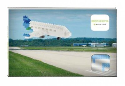 Iden-Berlin  Brixies Minibausteine  Postkarte Flugzeug, 3D- Konstruktionsbausatz aus Ministeinen