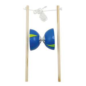 Diabolo Set blau grün, 1 Diabolo Doppelrolle aus Kunststoff