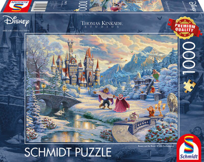 SCHMIDT SPIELE  Schmidt Puzzle 1000 Teile  Disney Schöne und Biest, Die Schöne und das Biest, Zauberhafter Winterabend,, Thomas Kinkade, Limited Christmas Edition