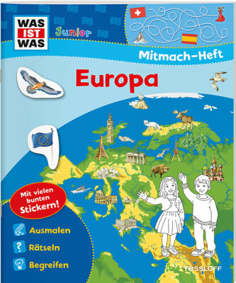 TESSLOFF MEDIEN  Heft Was ist Was Junior  Europa Mitmach Heft, Spiele, Rätsel, Sticker, ab 4 Jahren, Tessloff