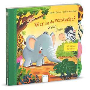 Buch Wer ist da versteckt Wilde Tiere, mit lustigen Schiebern