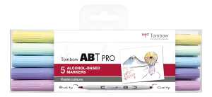 ABT PRO Pinselstifte 5er Set Pastell, mit Pinsel-und Keilspitze