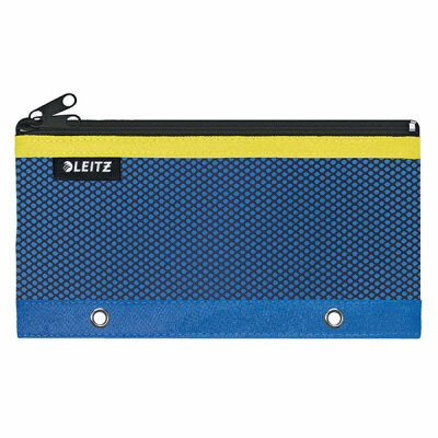 LEITZ ACCO  Schlamper Etui 21x9cm  Urban Chic blau mit 2 Fächern 1 blickdichtes Fach 1 Netzfach außen abwaschbar mit geöster 8cm-Lochung für Ordner Material: Nylon 025mm