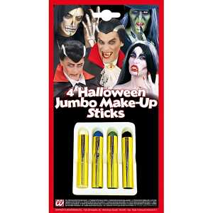 Schminkstifte Halloween XXL 4 Farben, weiß, blau, grün, schwarz