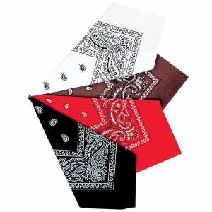 Bandana 55x55cm 4 Farben sortiert schwarz, rot, weiß, braun