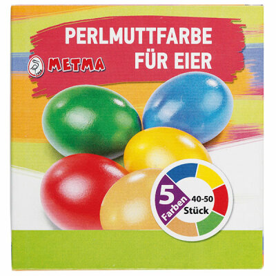 METMA LTD  Eierfarben Perlmutt  5 Farben Goldeffekt, mit Handschuh, für maximal 40 gekochte Eier, gelb, rot,, grün, blau, Metma